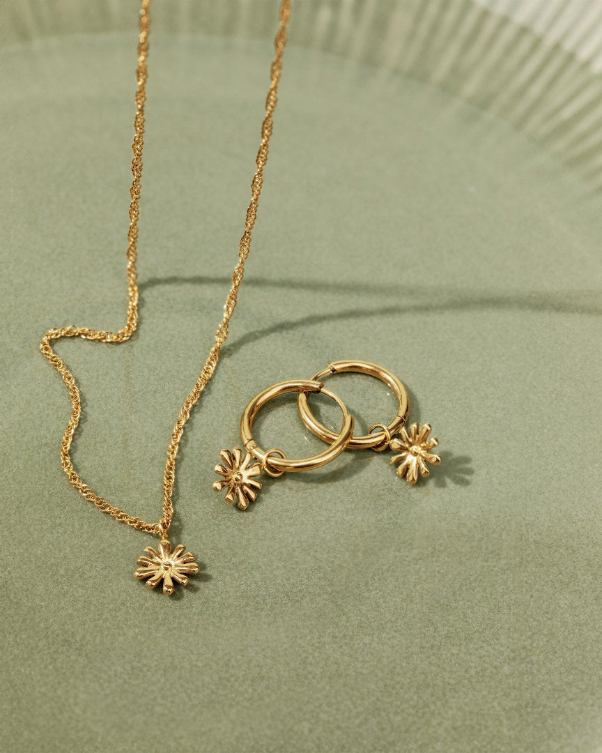 Flowery Hoop Set Medium Oro Rosa