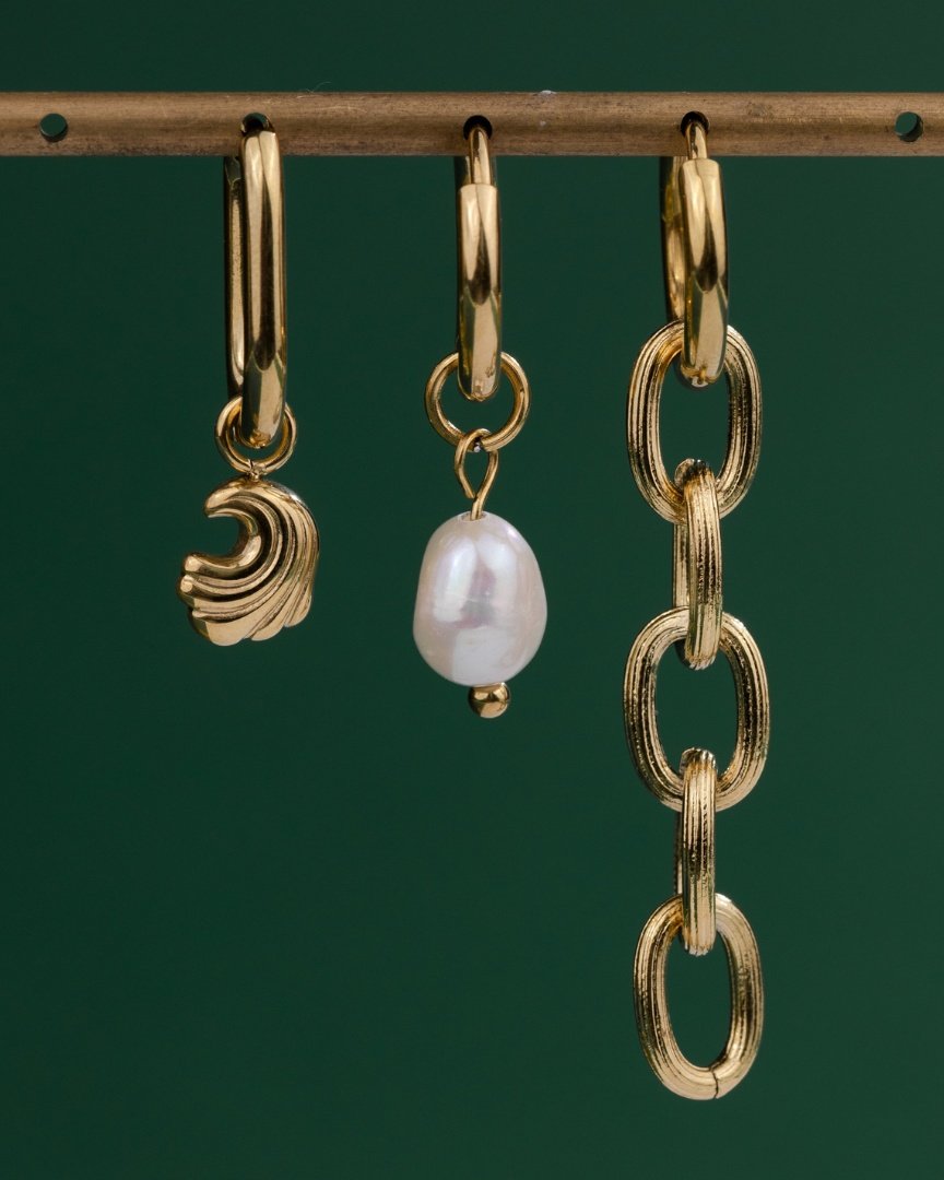 Curvy Wave Oval Hoop Set Baby Oro Rosa