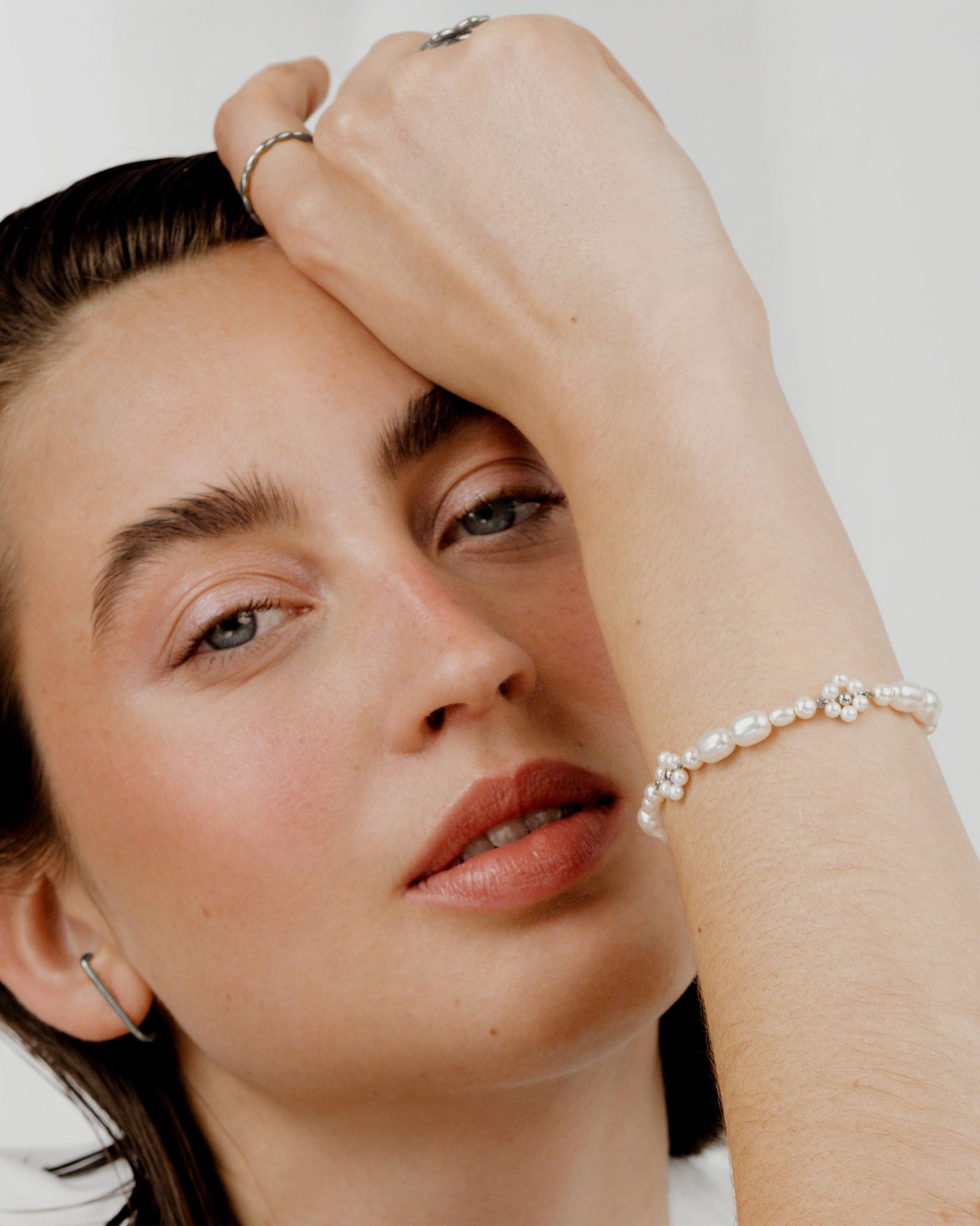 Flowery Pearls Bracciale Argento