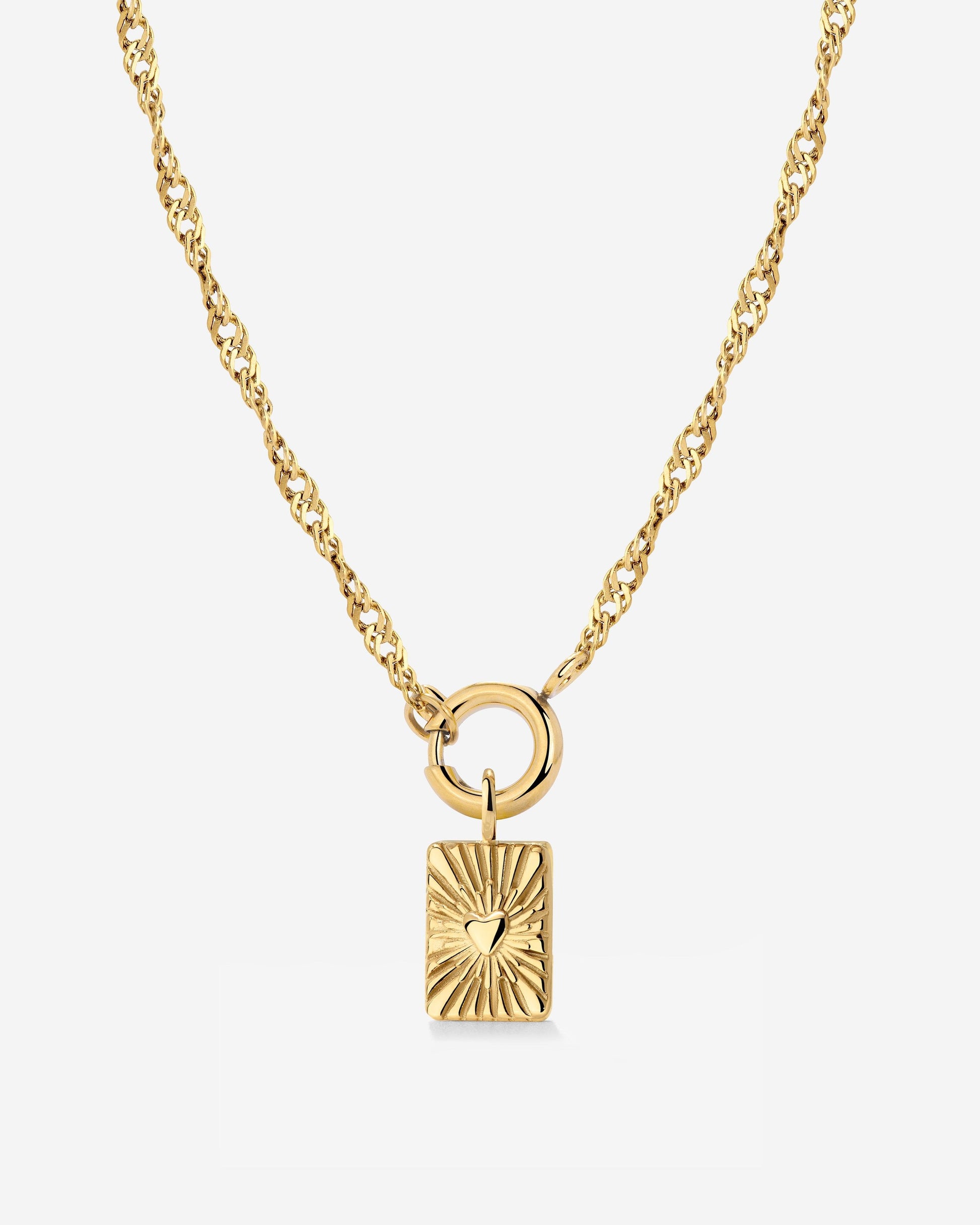 Glowing Heart Singapore Chain Collana Set Oro