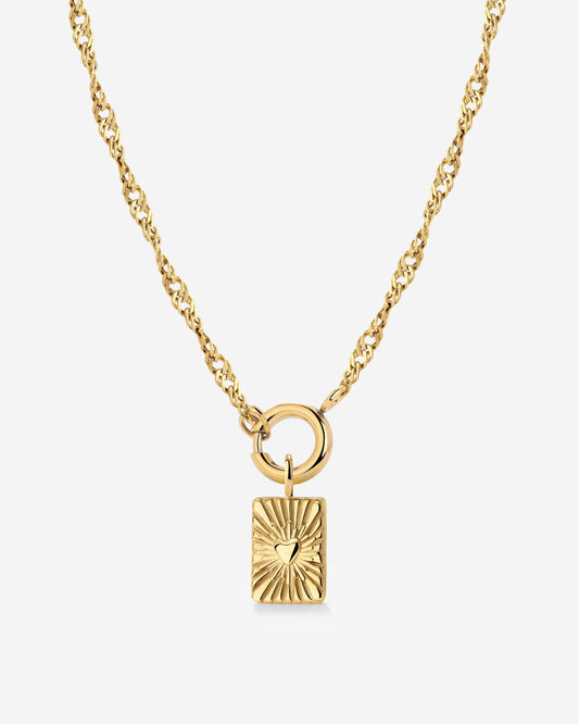 Glowing Heart Singapore Chain Collana Set Oro