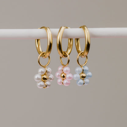 Forever Blue Daisy Hoop Set Small Oro Rosa