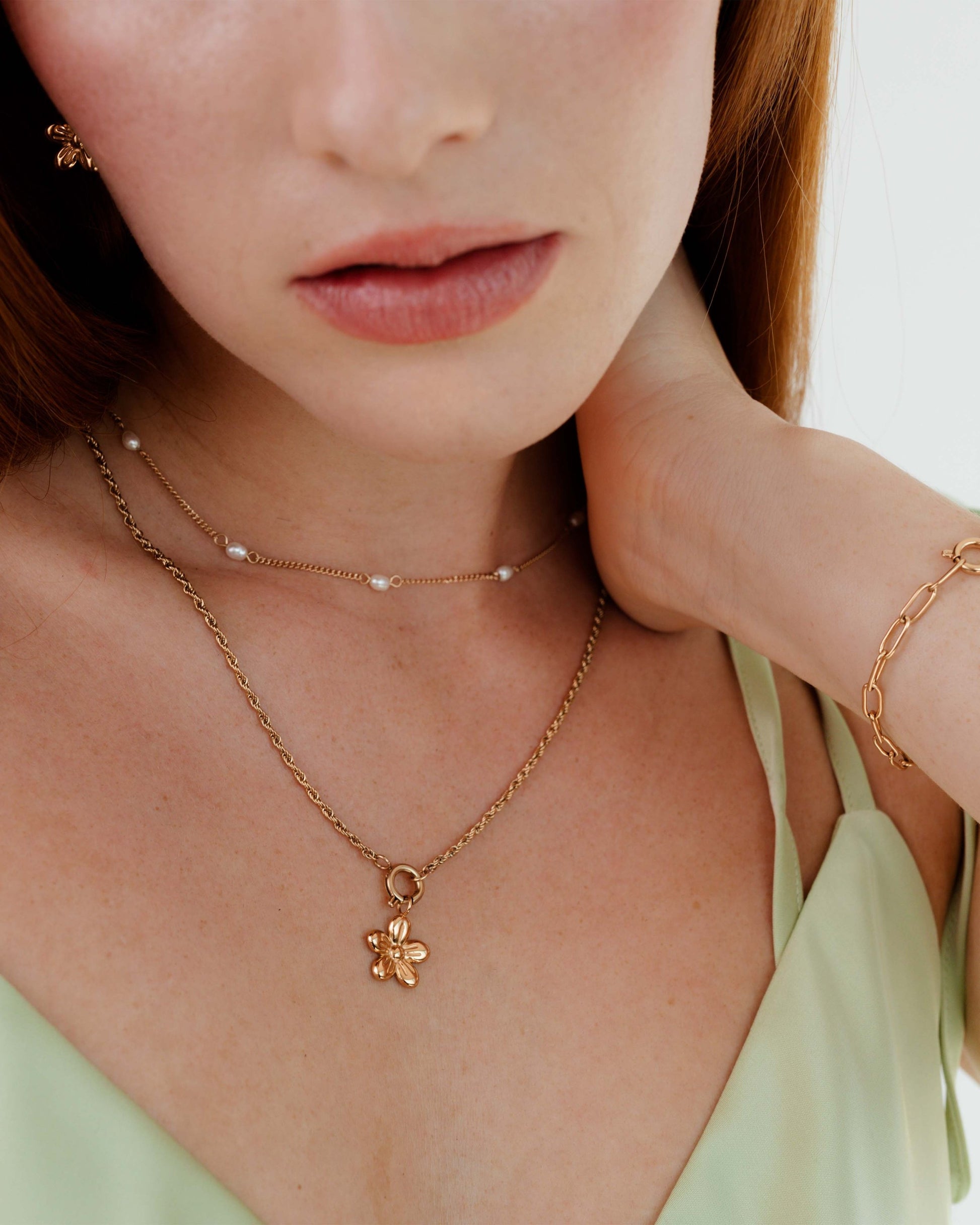 Blossom Rope Chain Collana Set Oro Rosa