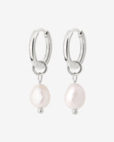 Chunky Pearl Hoop Set Small Argento
