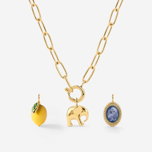Oval Links Charm Collana Set