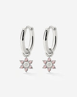 Pink Petal Hoop Set Small Argento