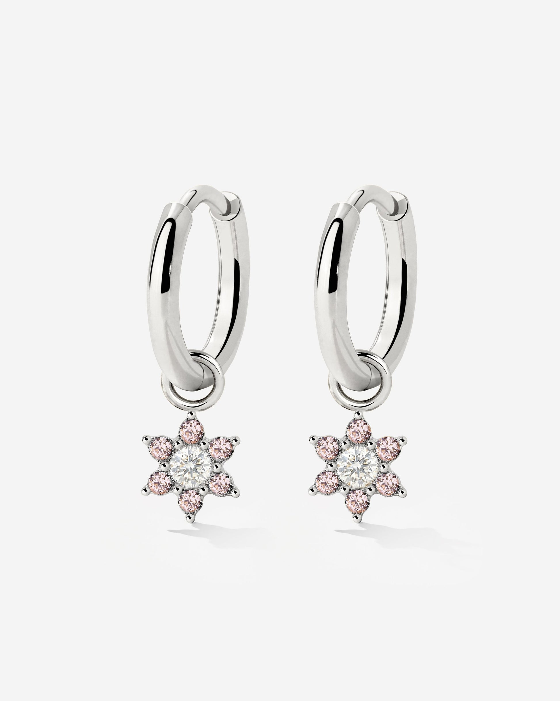 Pink Petal Hoop Set Small Argento