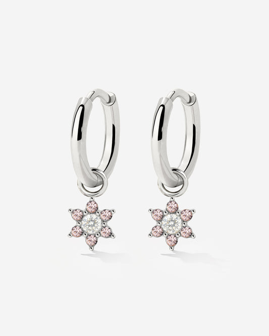 Pink Petal Hoop Set Small Argento