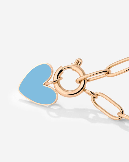 Blue Heart Oval Links Collana Set Oro Rosa