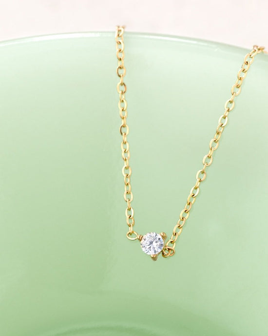 Solitaire Stone Choker Oro
