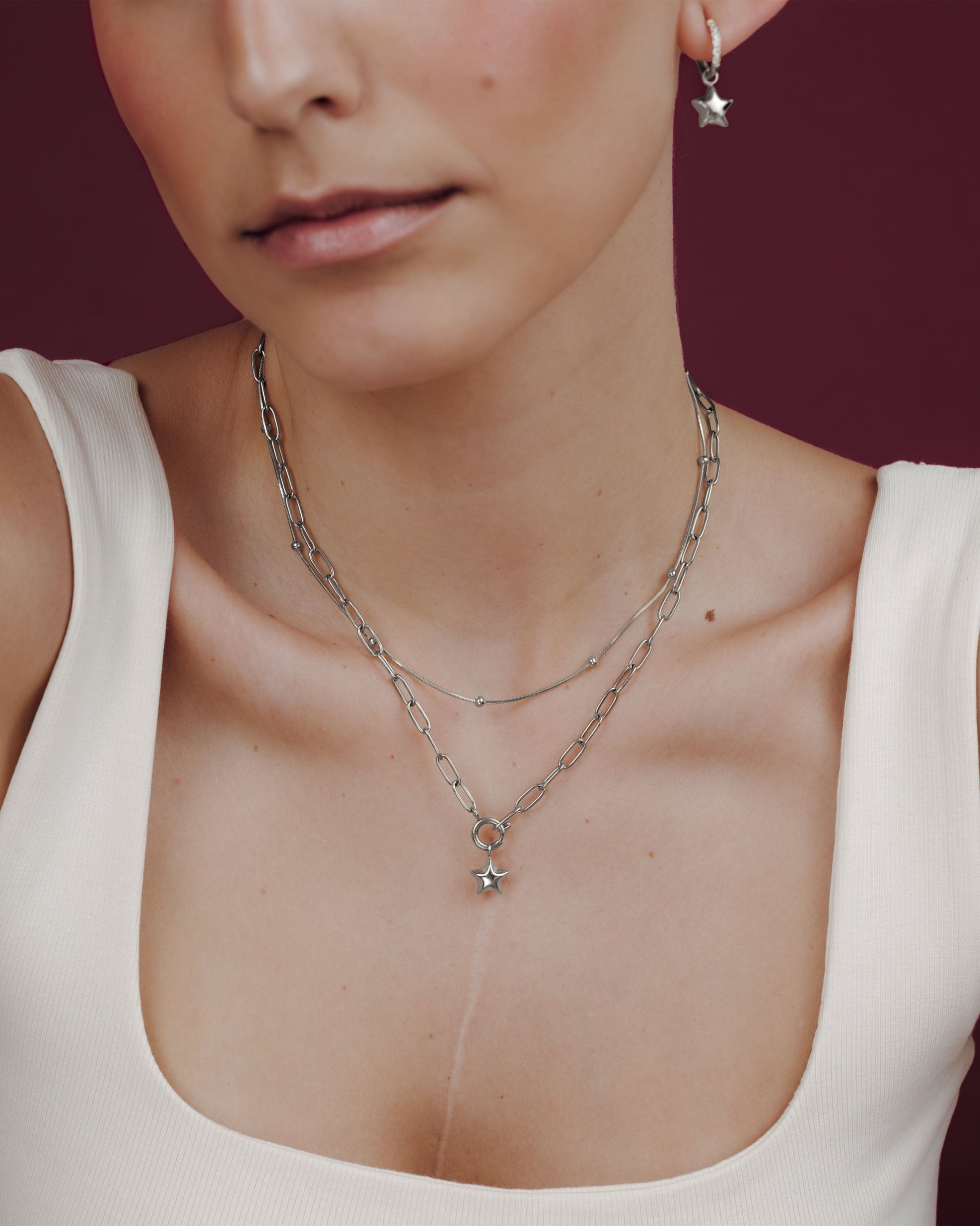 Nova Oval Links Collana Set Argento