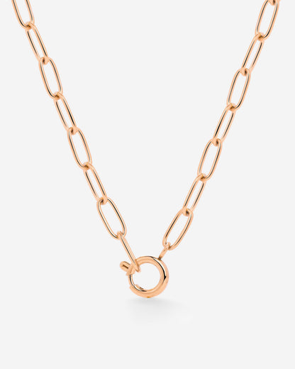 Oval Links Charm Collana Oro Rosa