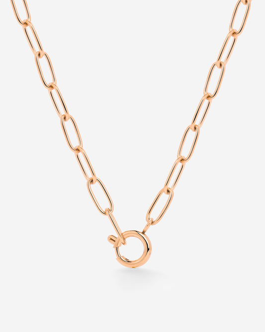 Oval Links Charm Collana Oro Rosa