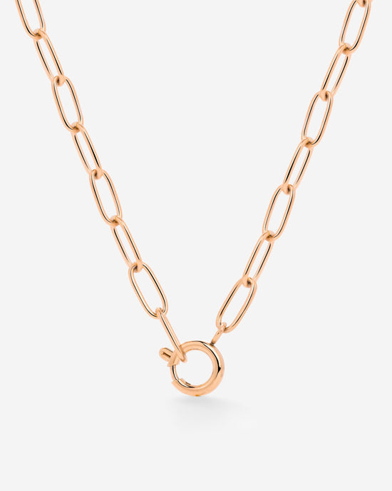 Oval Links Charm Collana Oro Rosa
