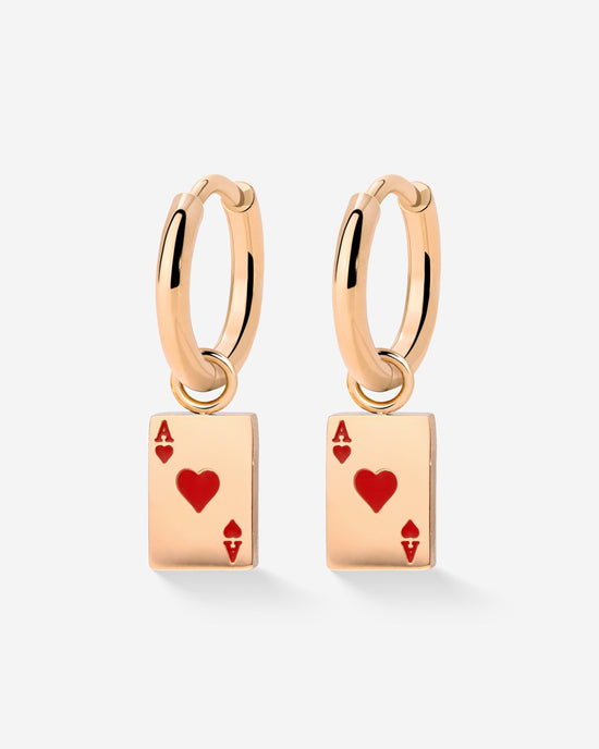 Red Ace Hoop Set Small Oro Rosa