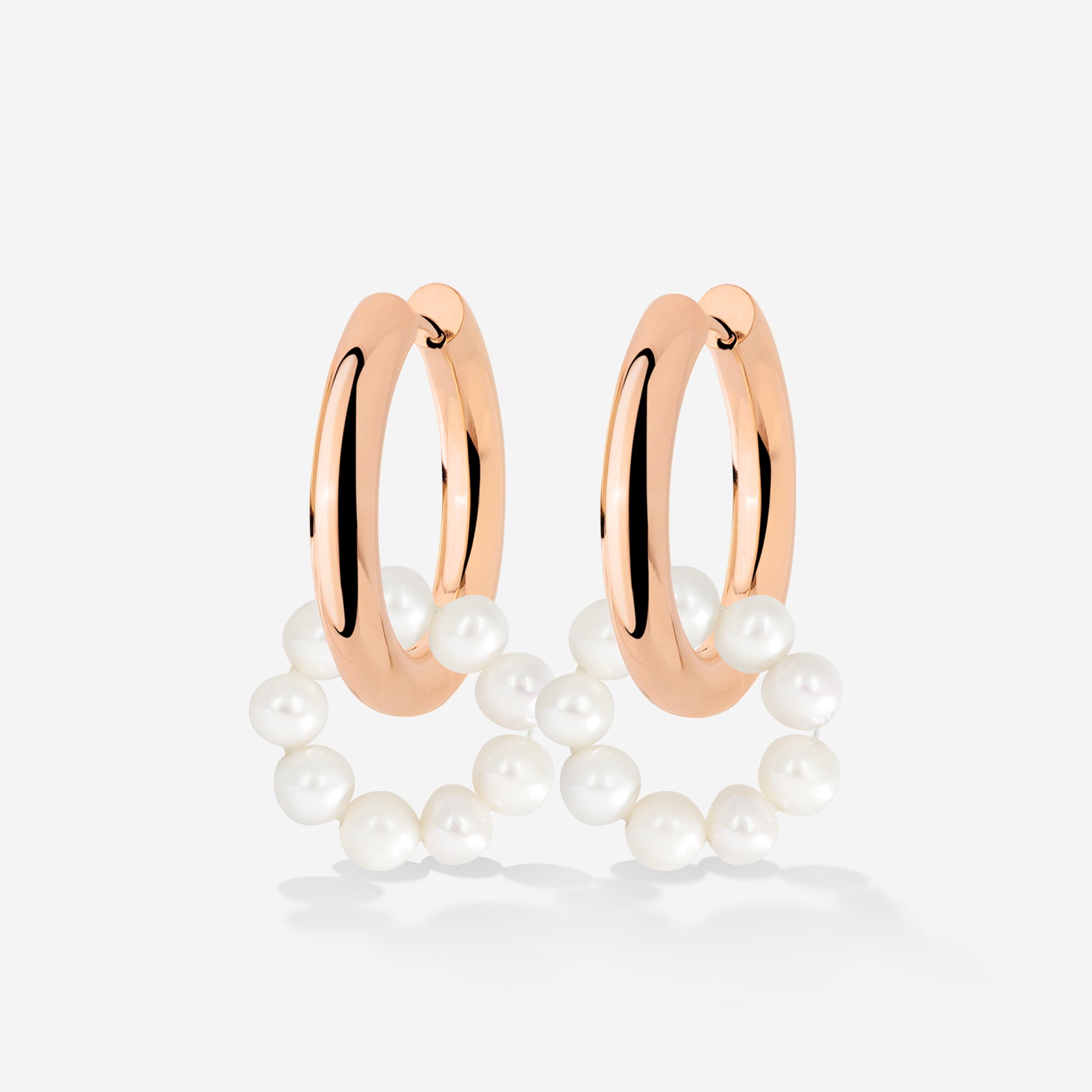 Pearly Donut Hoop Set Oro Rosa