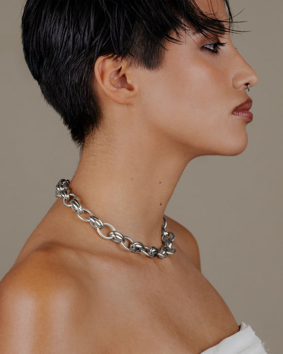 Chunky Twisted Links Collana Argento
