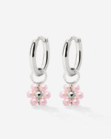 Pretty Pink Daisy Hoop Set Small Argento