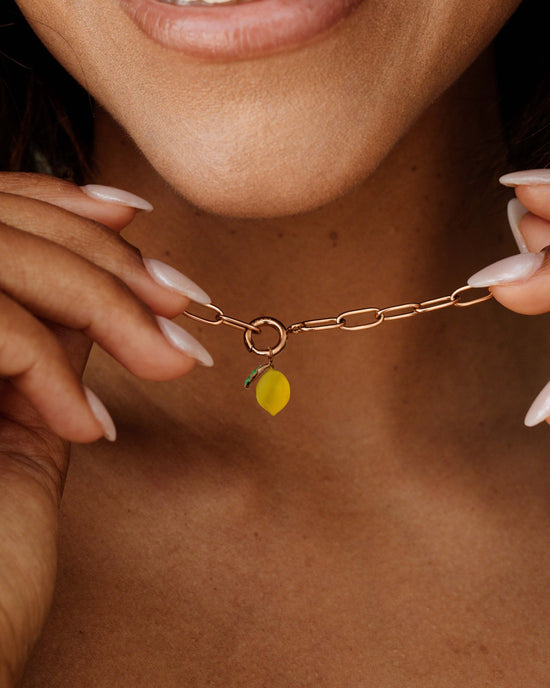 Lemony Oval Links Collana Set Oro Rosa