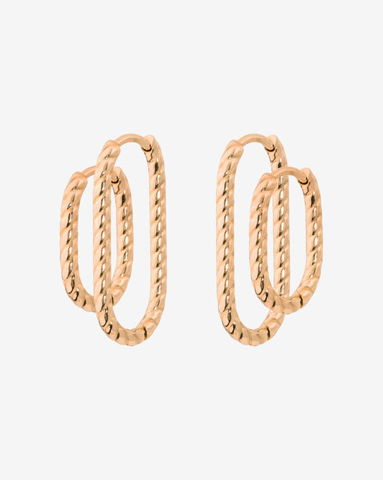 Oval Twisted Hoop Set Oro Rosa
