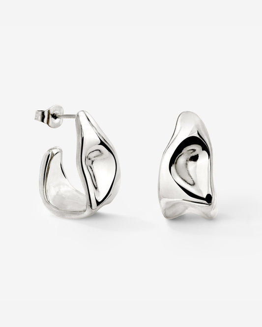 Liquid Shape Studs Argento chiaro