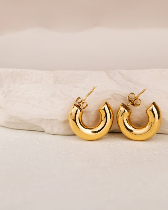 Bulky Hoop Studs Oro Rosa