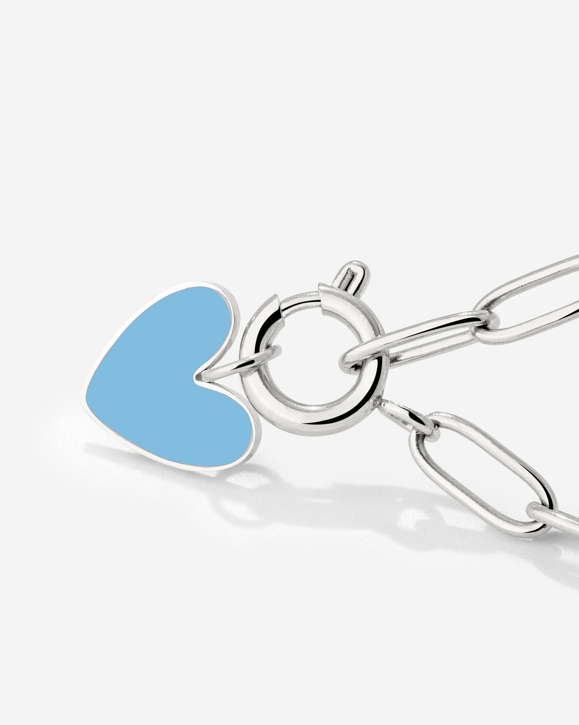 Blue Heart Oval Links Collana Set Argento
