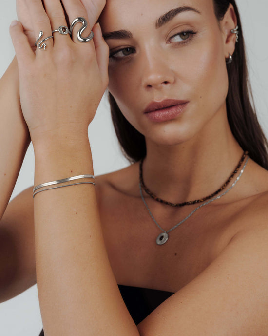 Snake Chain Double Bracelet Argento