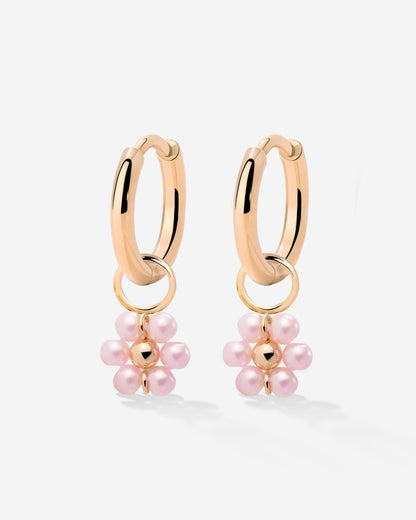 Pretty Pink Daisy Hoop Set Small Oro Rosa