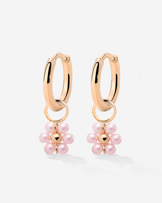 Pretty Pink Daisy Hoop Set Small Oro Rosa