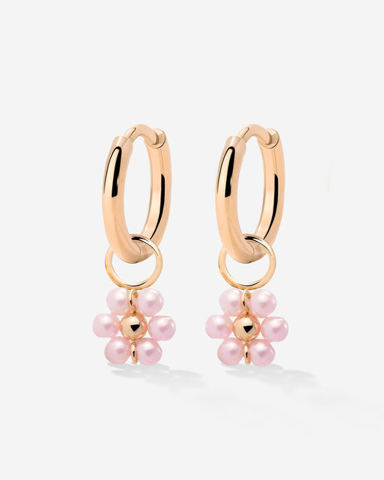 Pretty Pink Daisy Hoop Set Small Oro Rosa