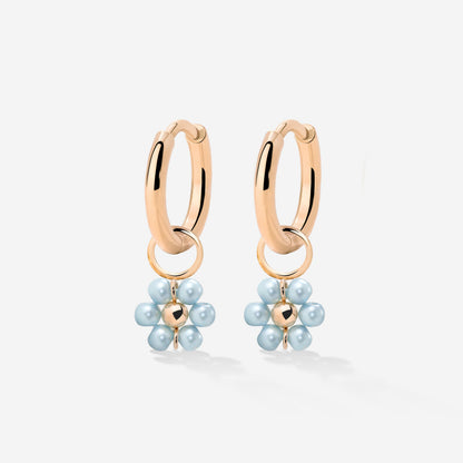 Forever Blue Daisy Hoop Set Small Oro Rosa