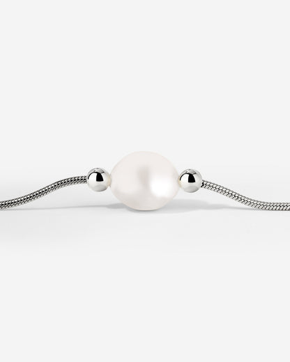 Minimalist Pearl Bracciale Argento
