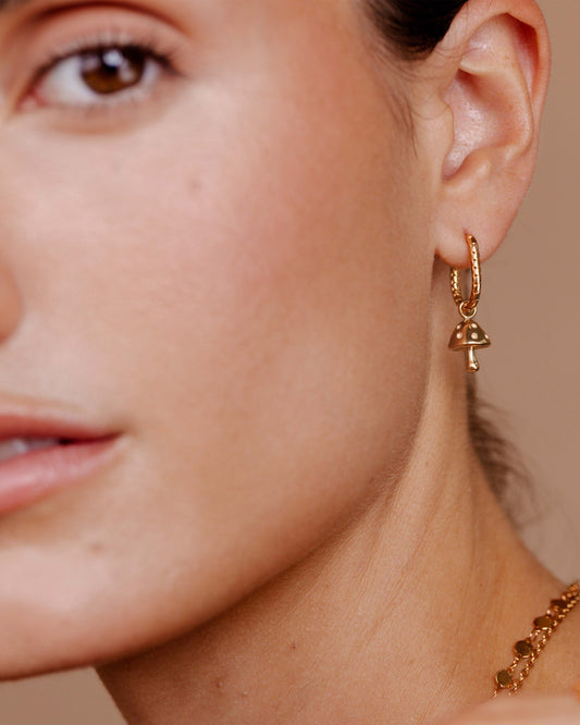 Cute Mushroom Twisted Oval Hoop Set Baby Oro Rosa