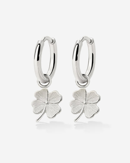 Lucky Clover Hoop Set Small Argento