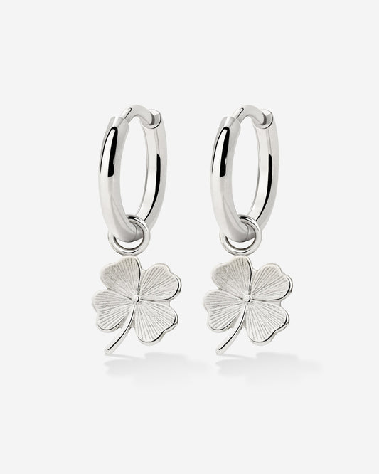 Lucky Clover Hoop Set Small Argento