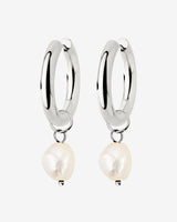 Chunky Pearl Hoop Set Argento
