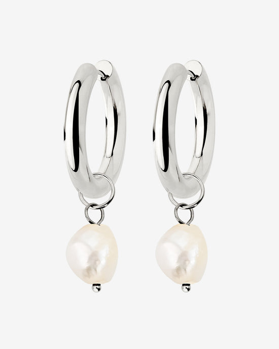 Chunky Pearl Hoop Set Argento