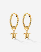 Sea Turtle Twisted Hoop Set Small Oro