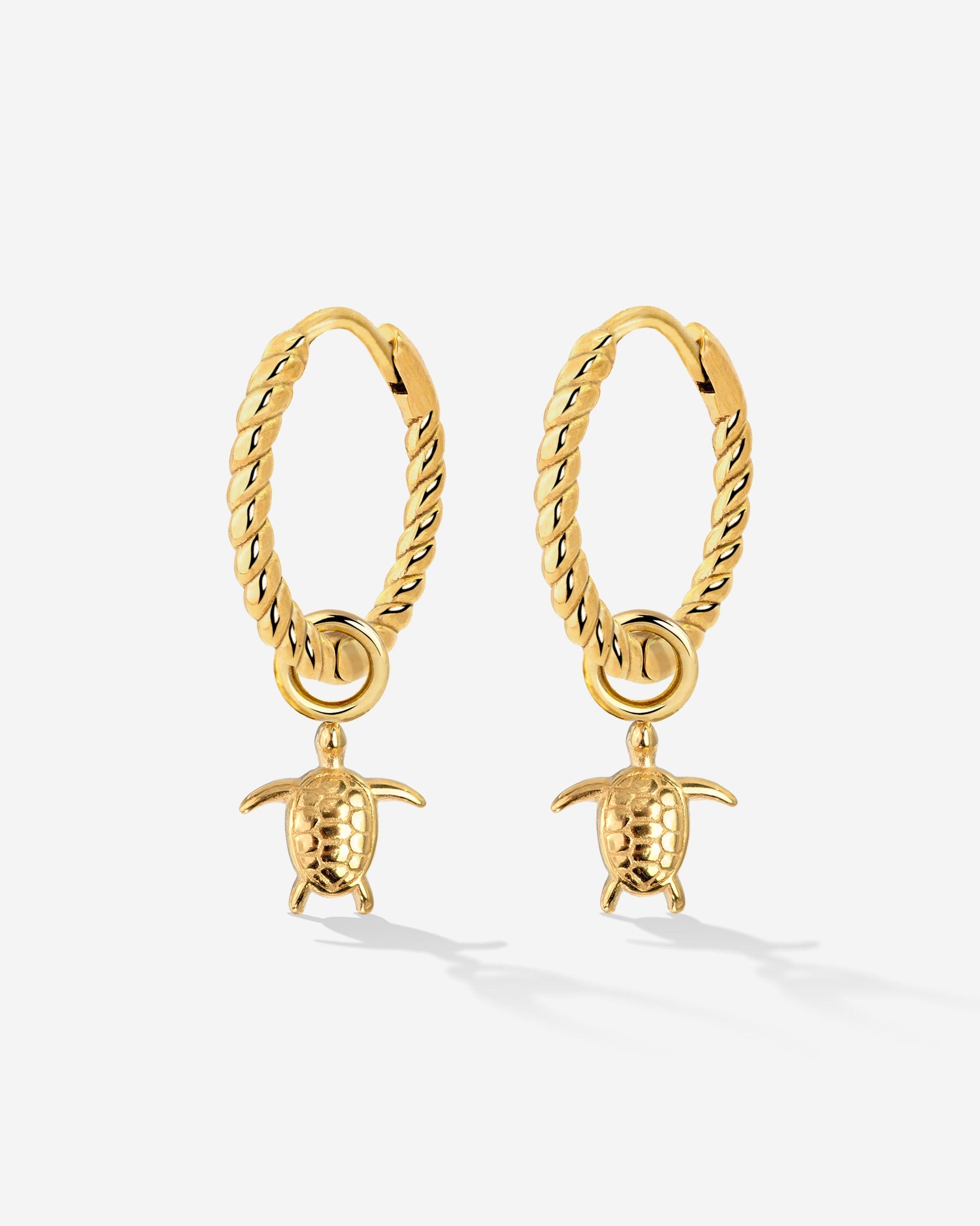 Sea Turtle Twisted Hoop Set Small Oro