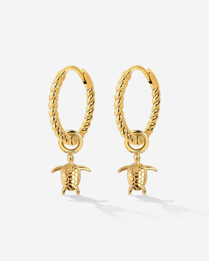 Sea Turtle Twisted Hoop Set Small Oro