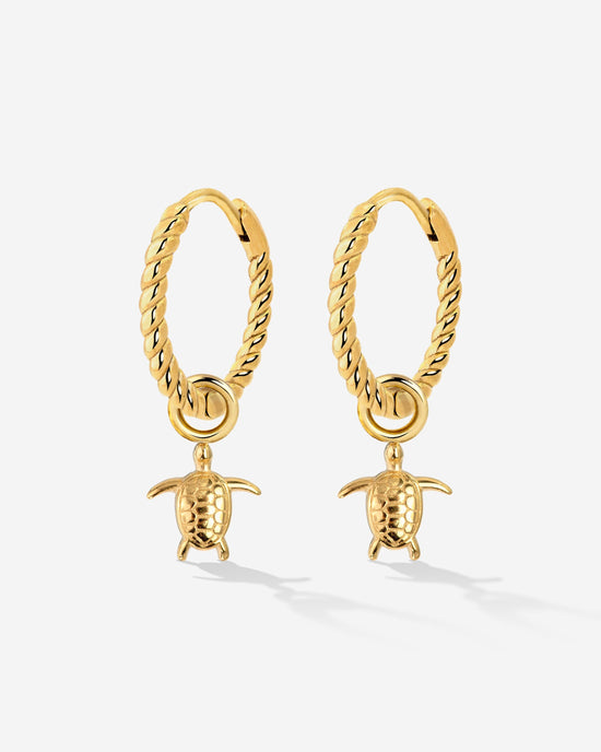Sea Turtle Twisted Hoop Set Small Oro