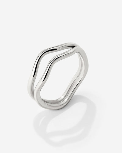 Double Wave Anello Argento