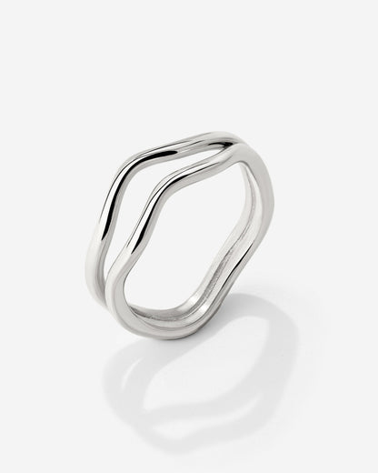 Double Wave Anello Argento