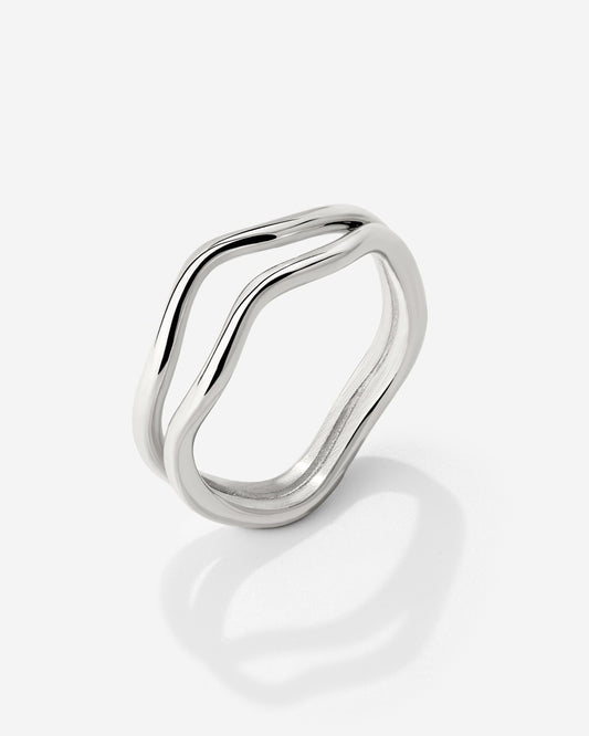 Double Wave Anello Argento