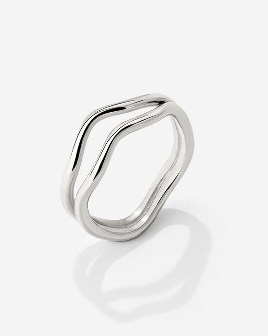 Double Wave Anello Argento