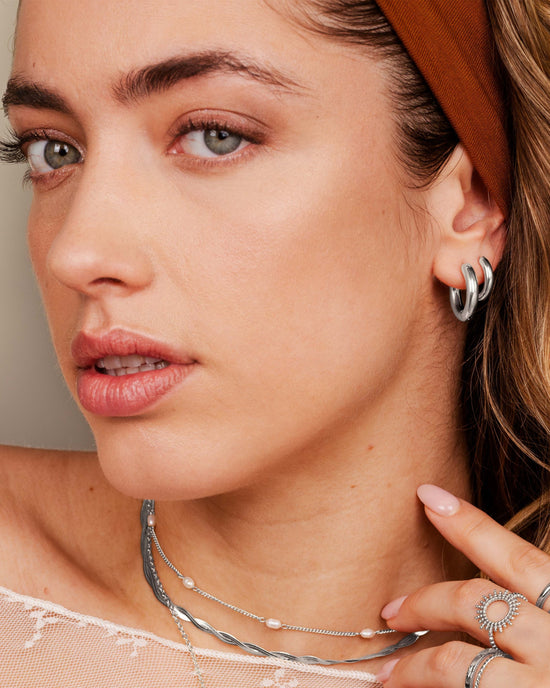 Chunky Lover Hoop Set Small Argento