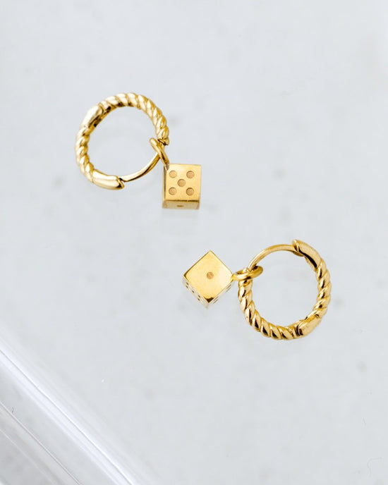 Lucky Dice Twisted Hoop Set Baby Argento