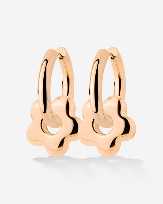 Chunky Bubble Flower Hoop Set Medium Oro Rosa
