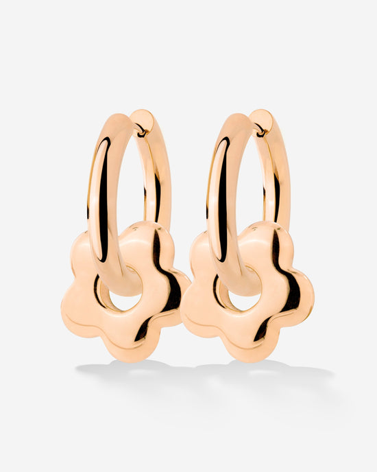 Chunky Bubble Flower Hoop Set Medium Oro Rosa